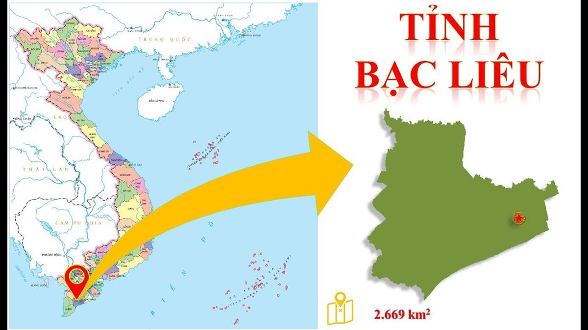 Vị trí tỉnh Bạc Liêu trên bản đồ Việt Nam