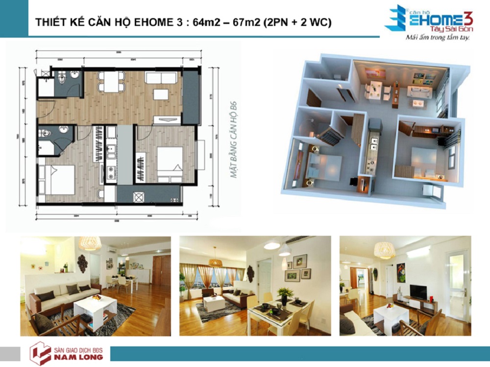 Thiết kế căn hộ 3PN dự án Ehome 3